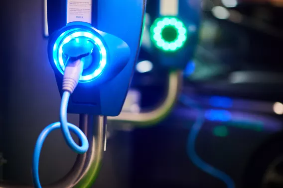 EV Charger lit up