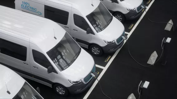 Electric vans on charge