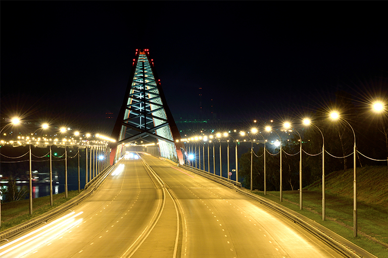 Road with street lights