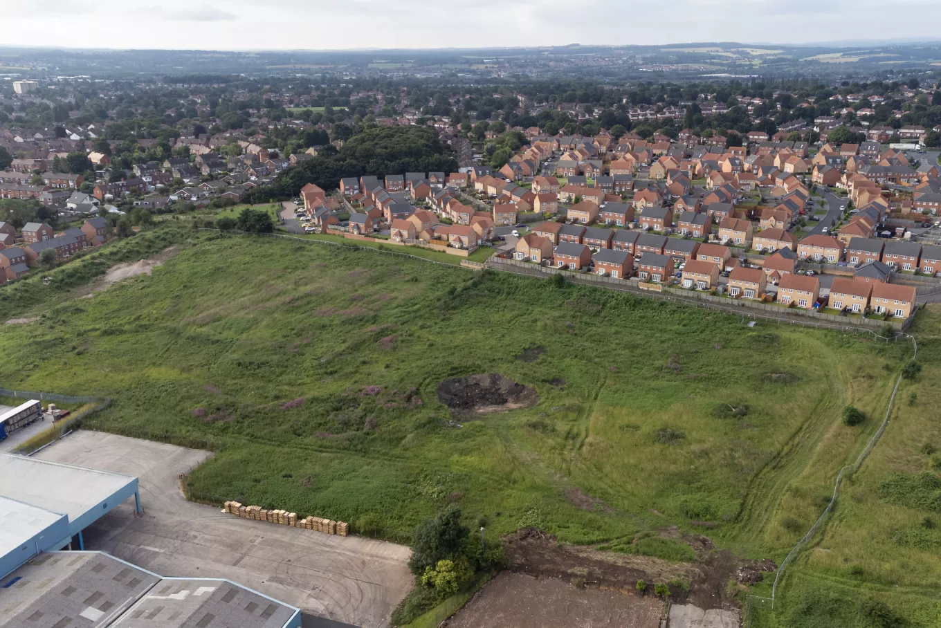 An aerial shot of Flanshaw Way
