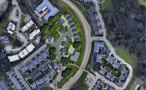 Aerial view of a housing estate