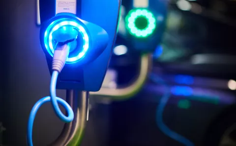 EV Charger lit up
