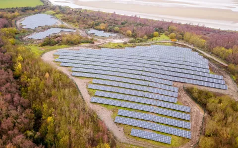 Aerial shot of Flintshire solar farm