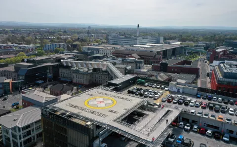 Aerial shot of the Helipad on MFT’s Oxford Road Campus site