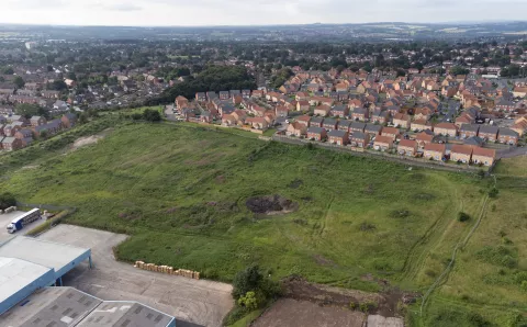 An aerial shot of Flanshaw Way