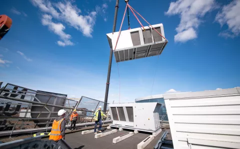 An image of Equans installing a high-tech heating system for Northumbria University