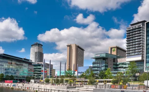 landscape view of MediaCity in Manchester