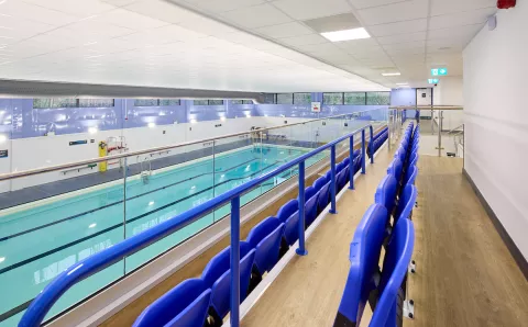 Inside the newly refurbished leisure centre - image of swimming pool from above