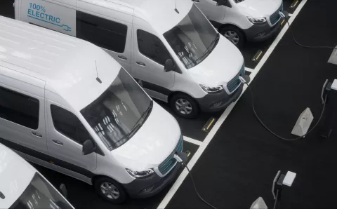 Electric vans on charge