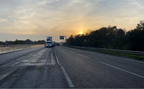 Image of motorway with work taking place on road